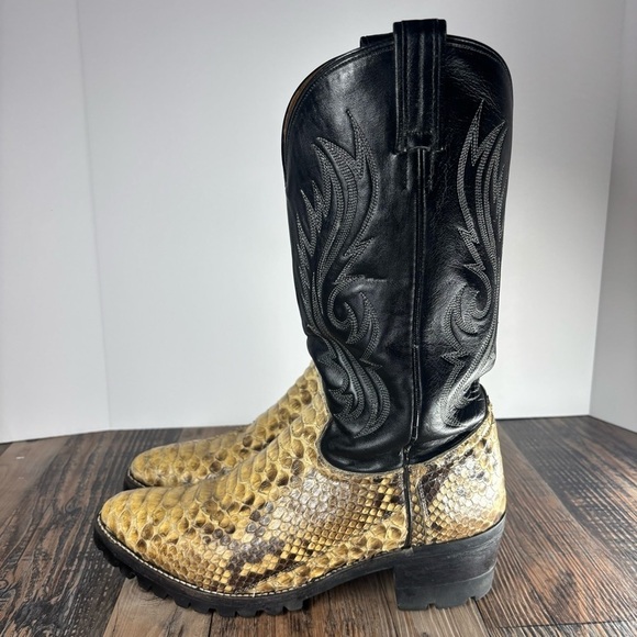 Ben Miller Boots Mens 10 Python Snakeskin Leather Western Round Toe Cowboy Rodeo - Picture 2 of 11